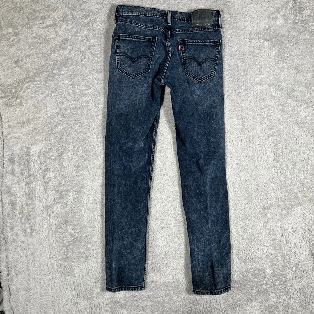 Levis 511 Slim Fit Jeans Mens 30x30 Dark Acid Wash Black Stretch Denim